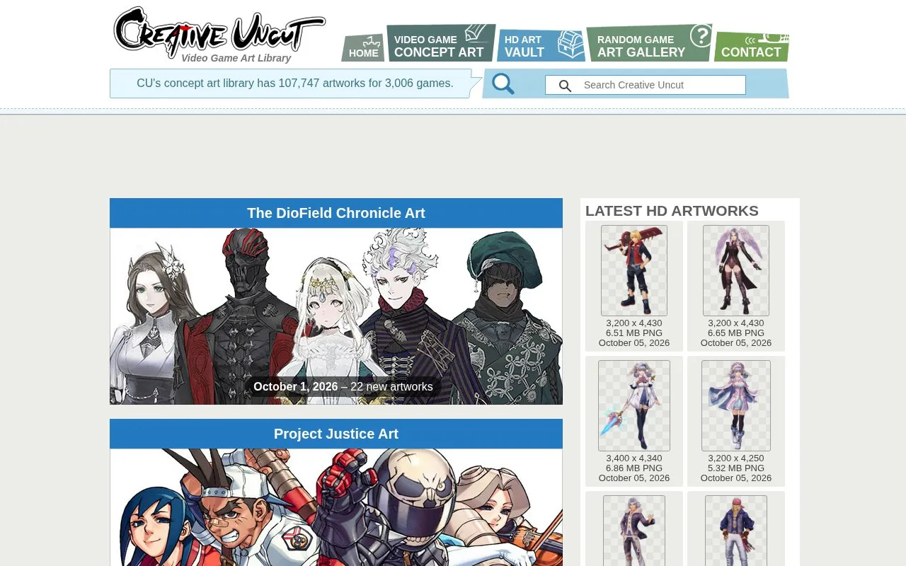 Creative Uncut homepage screenshot