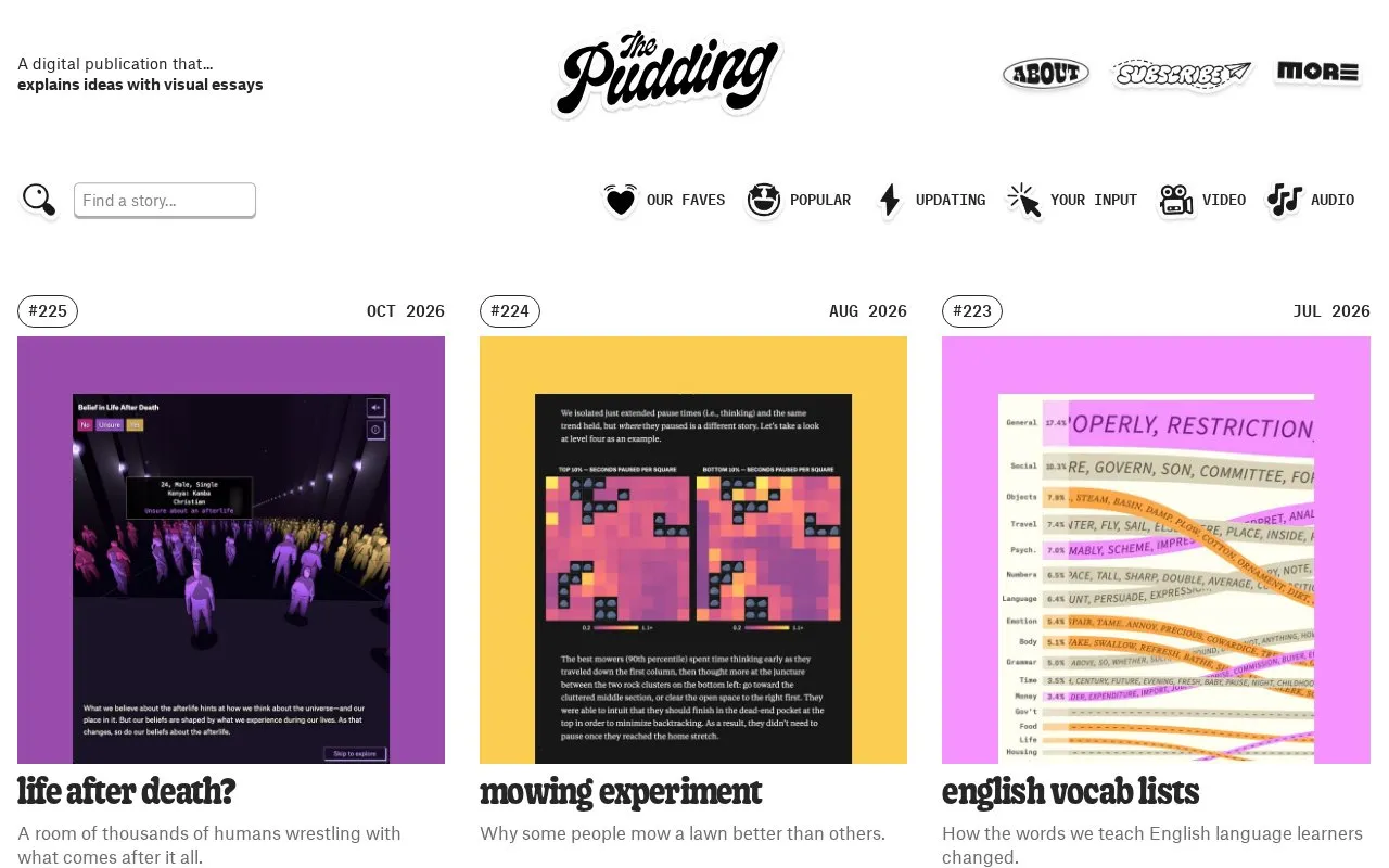 The Pudding homepage screenshot