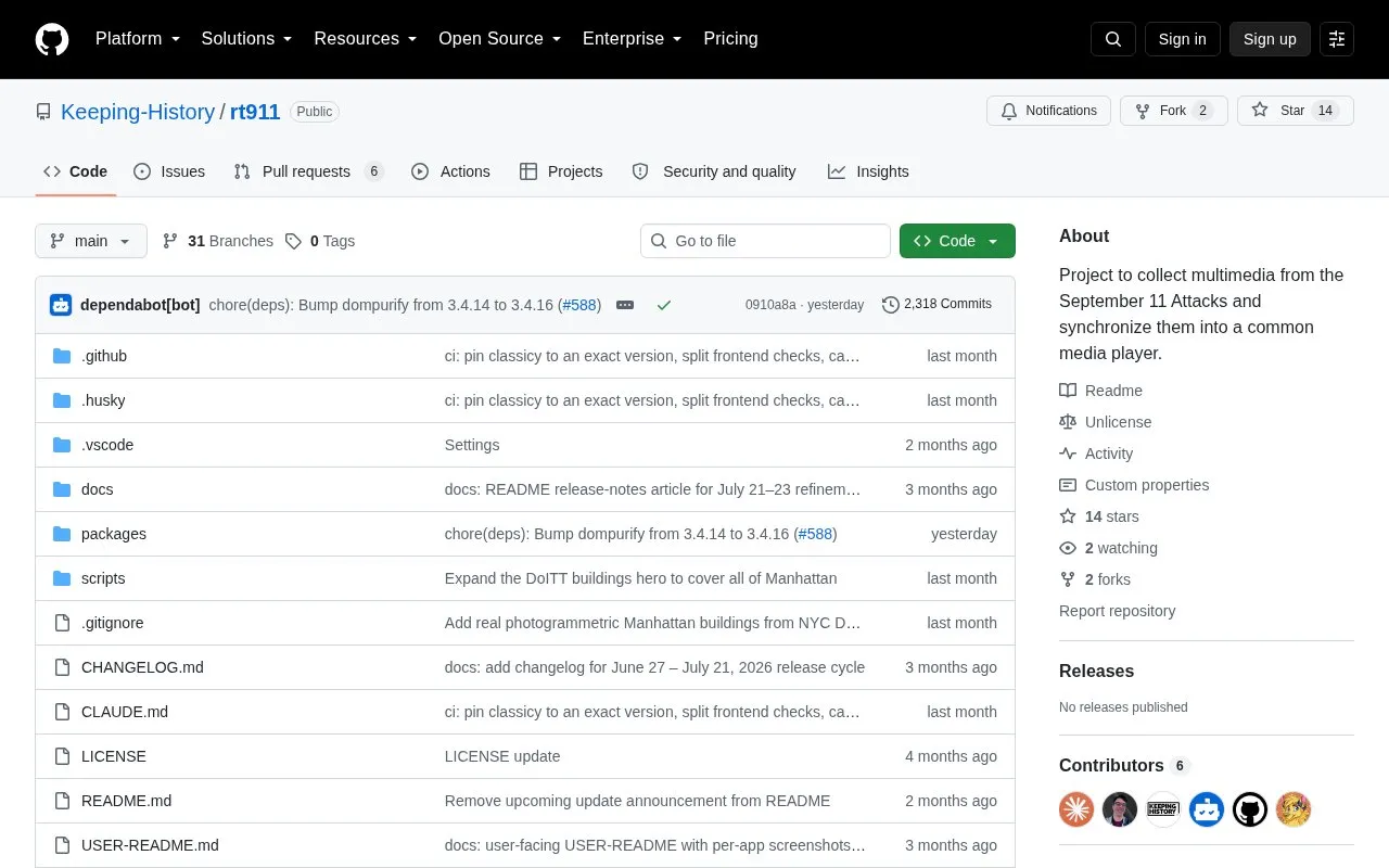 Rt911 homepage screenshot