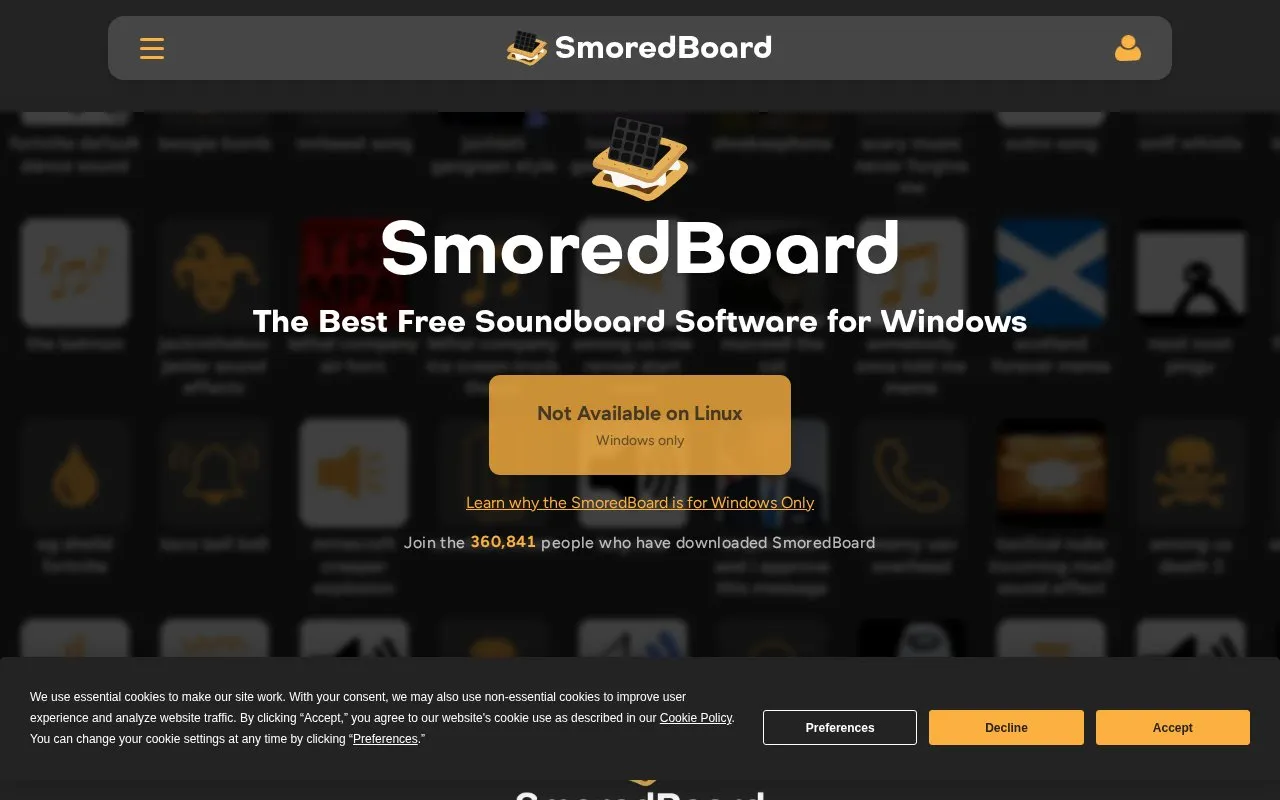 SmoredBoard homepage screenshot