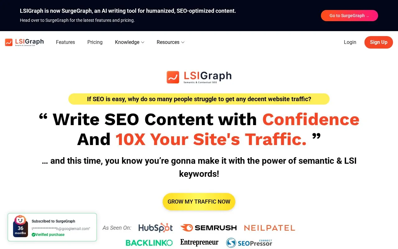 LSIGraph homepage screenshot