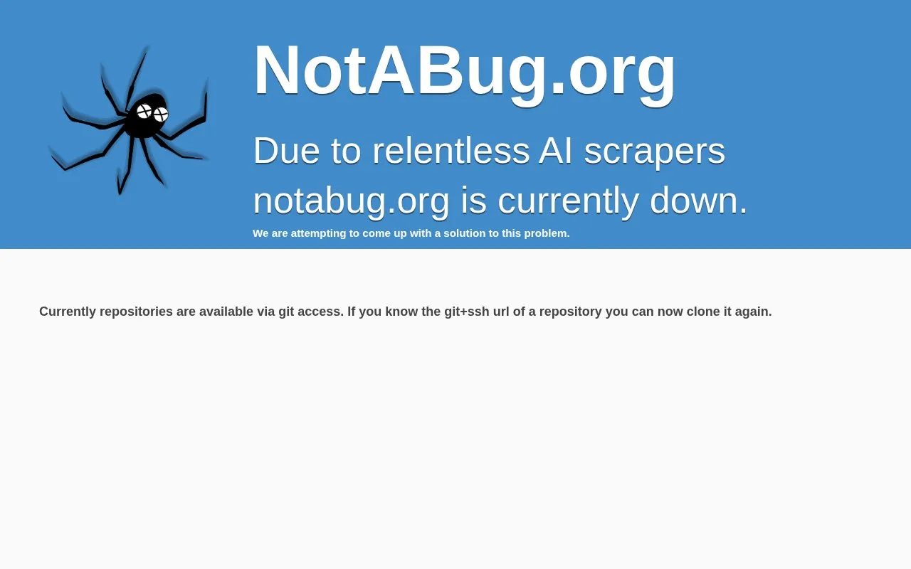 Notabug homepage screenshot