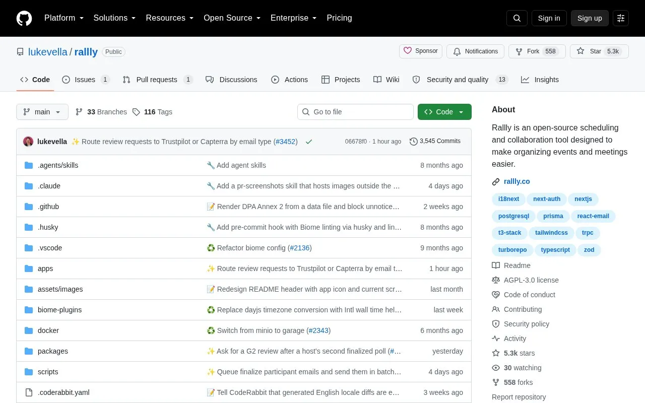Rallly homepage screenshot
