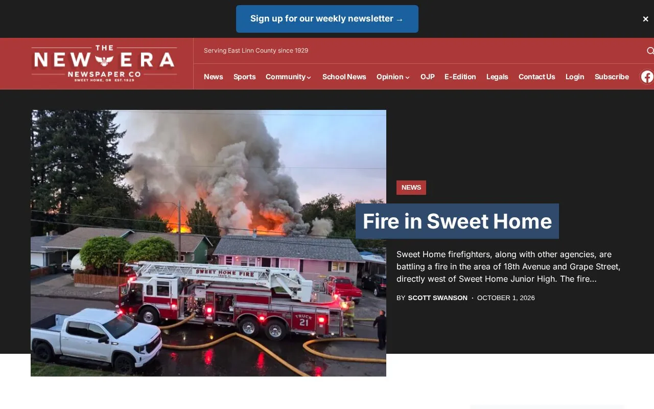 The New Era homepage screenshot