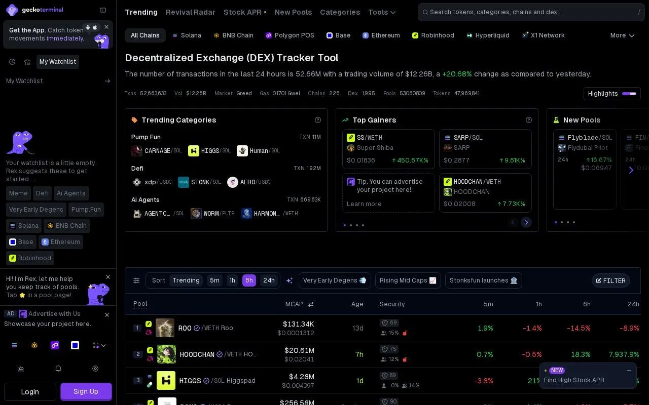 GeckoTerminal homepage screenshot