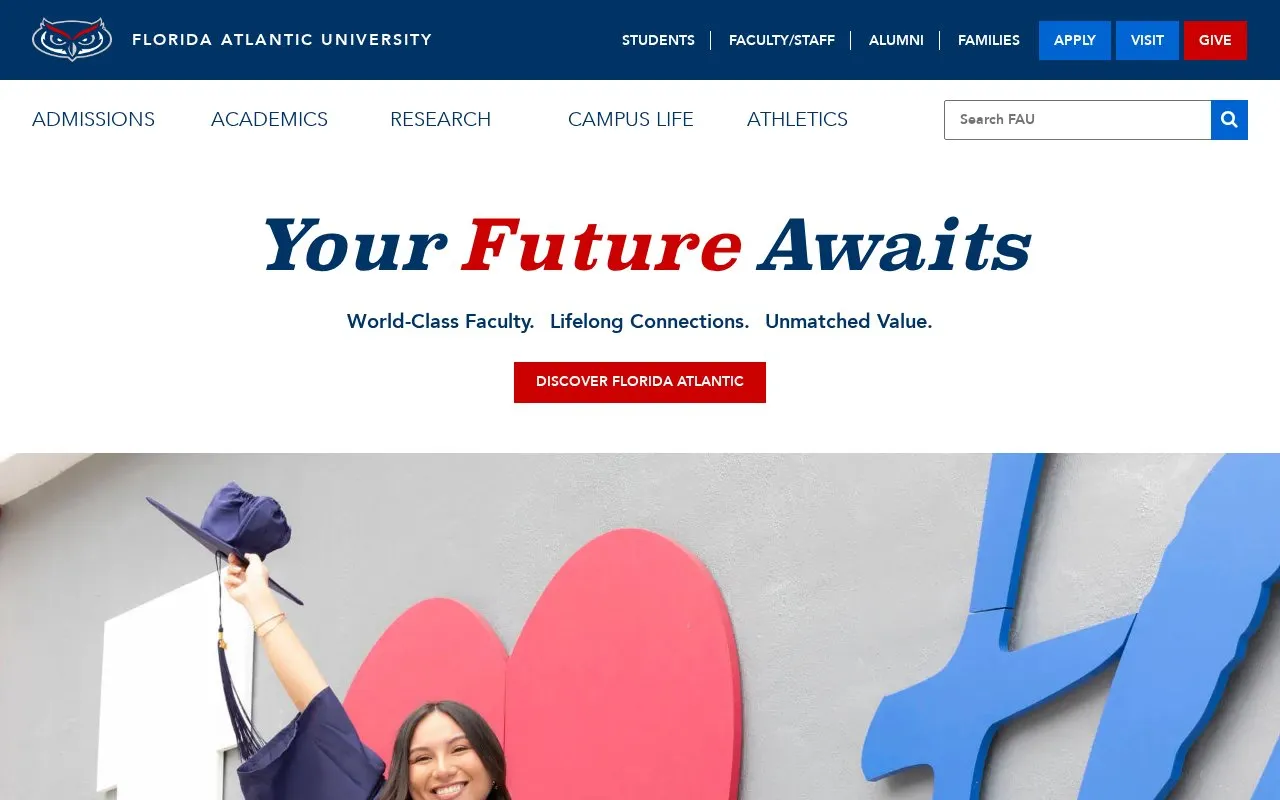 Florida Atlantic University homepage screenshot