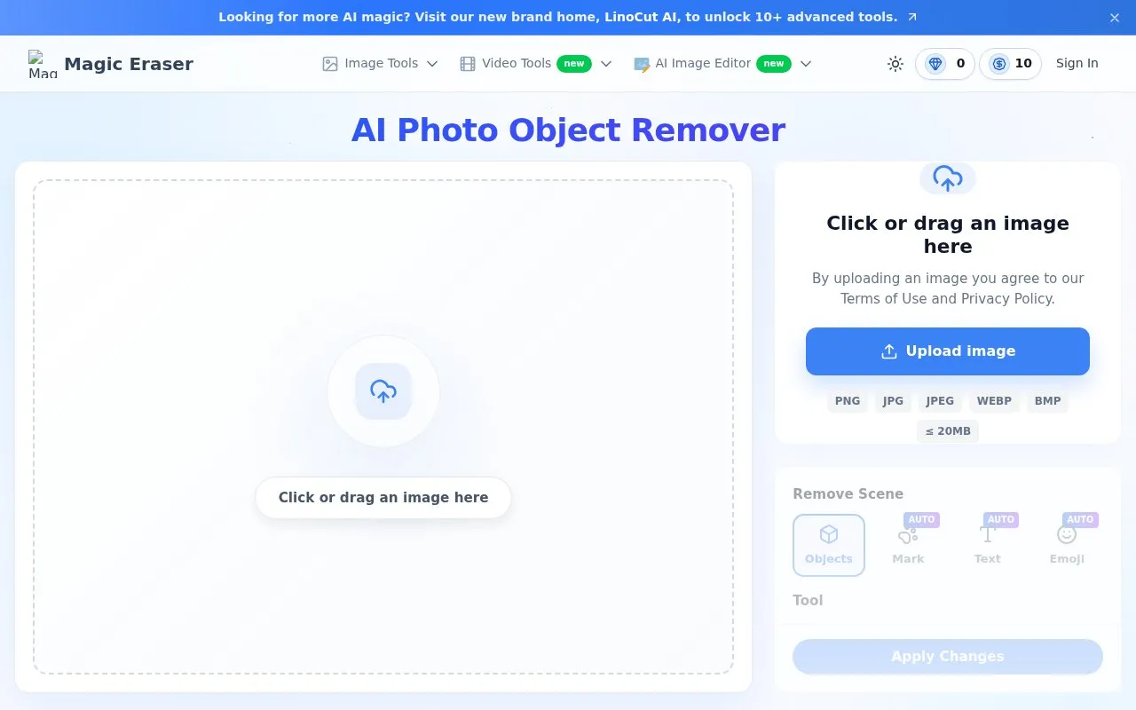 Magic Eraser homepage screenshot
