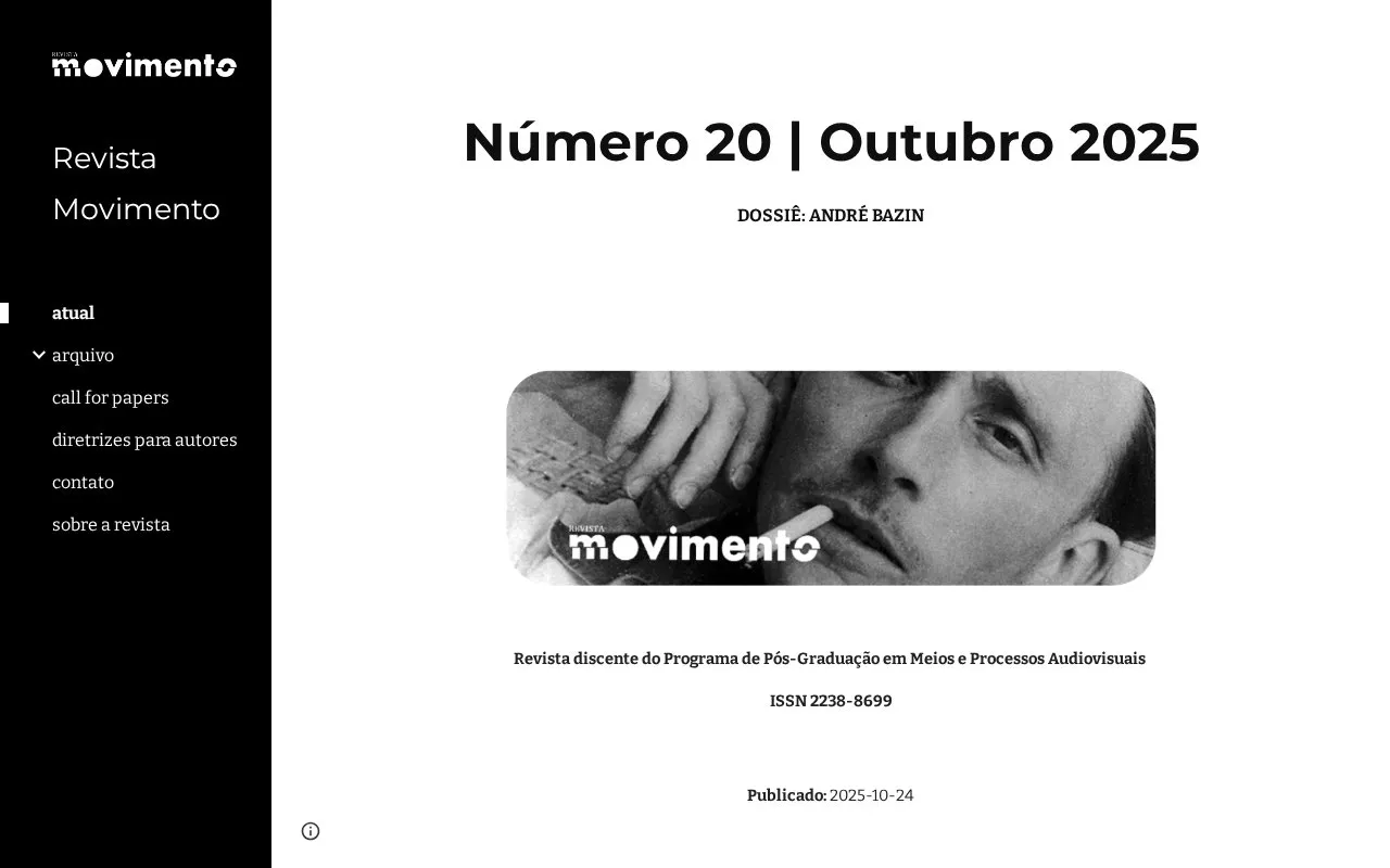 Revista Movimento homepage screenshot