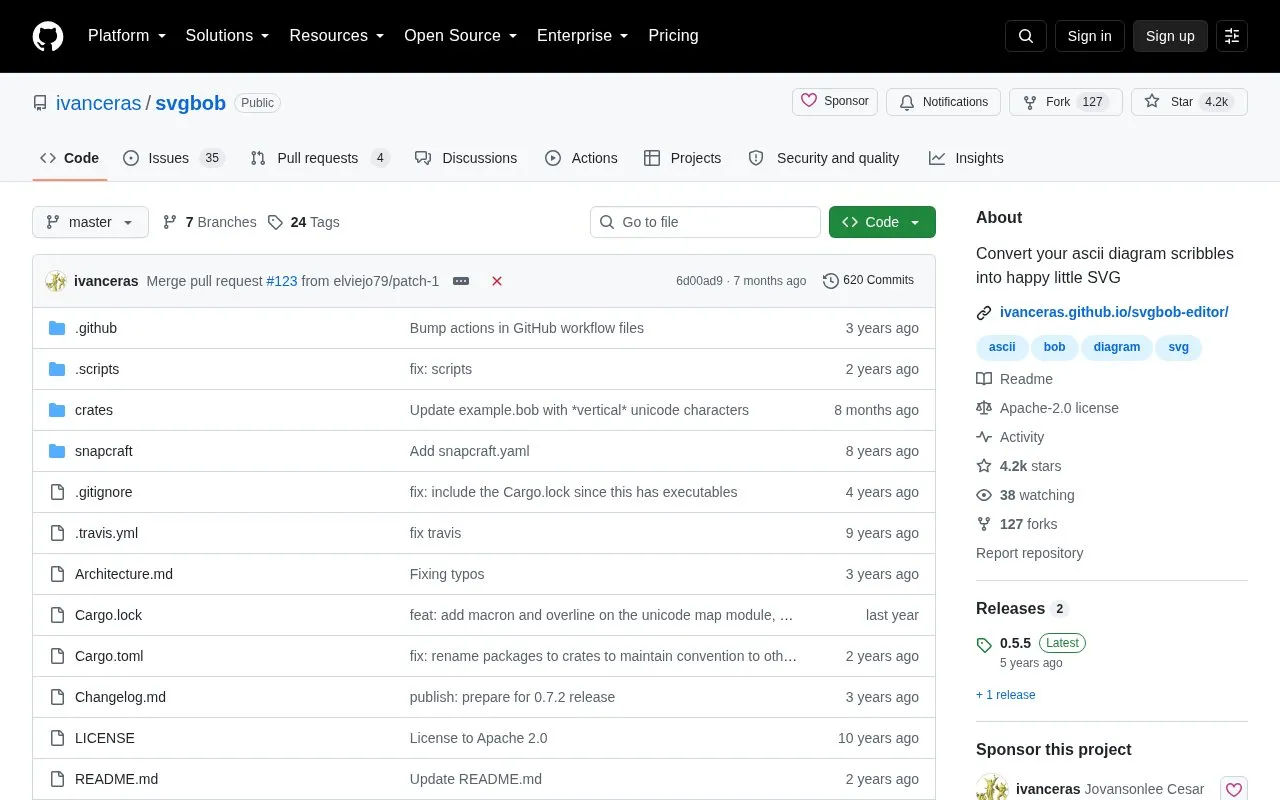 Svgbob homepage screenshot
