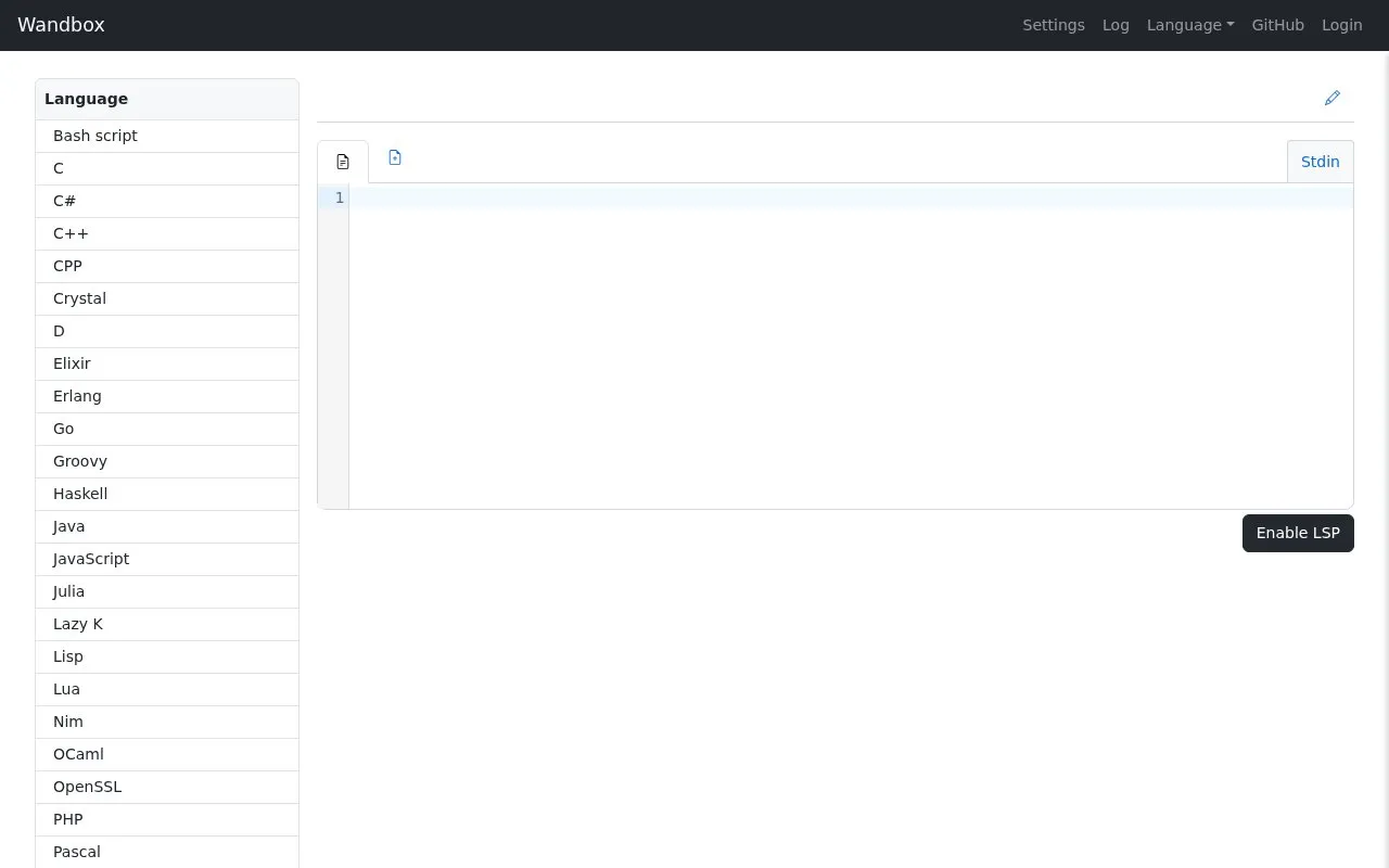 Wandbox homepage screenshot