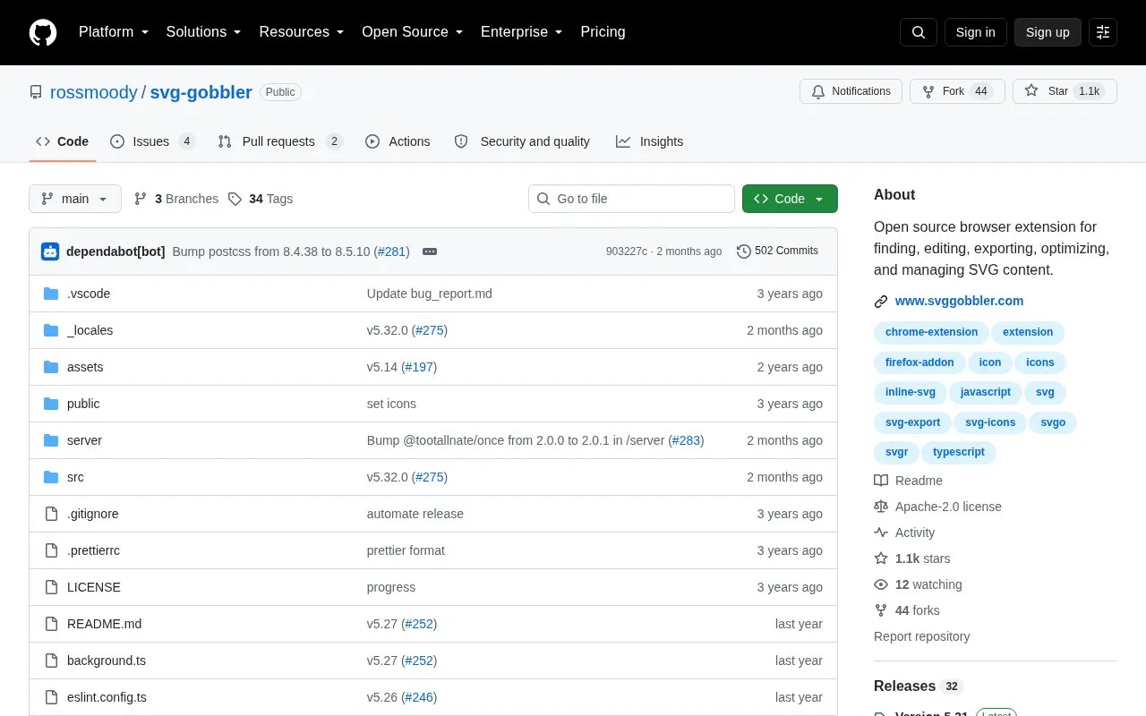SVG Gobbler homepage screenshot