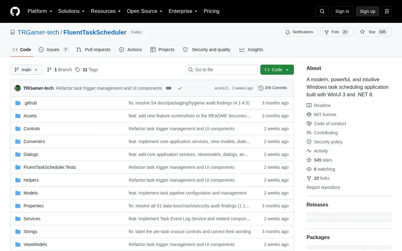 FluentTaskScheduler homepage screenshot