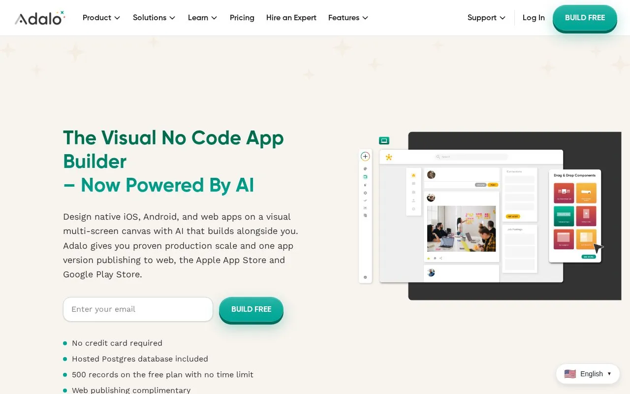 Adalo homepage screenshot