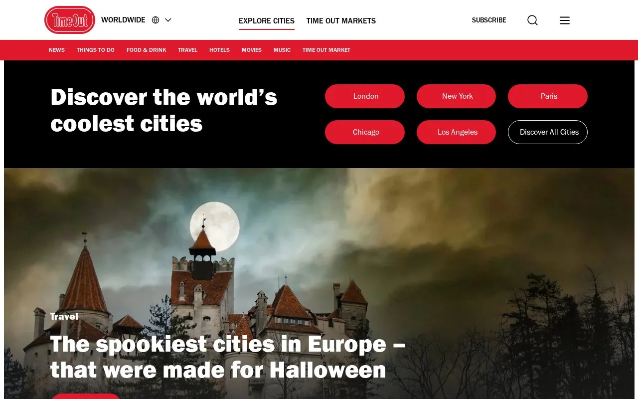Time Out homepage screenshot
