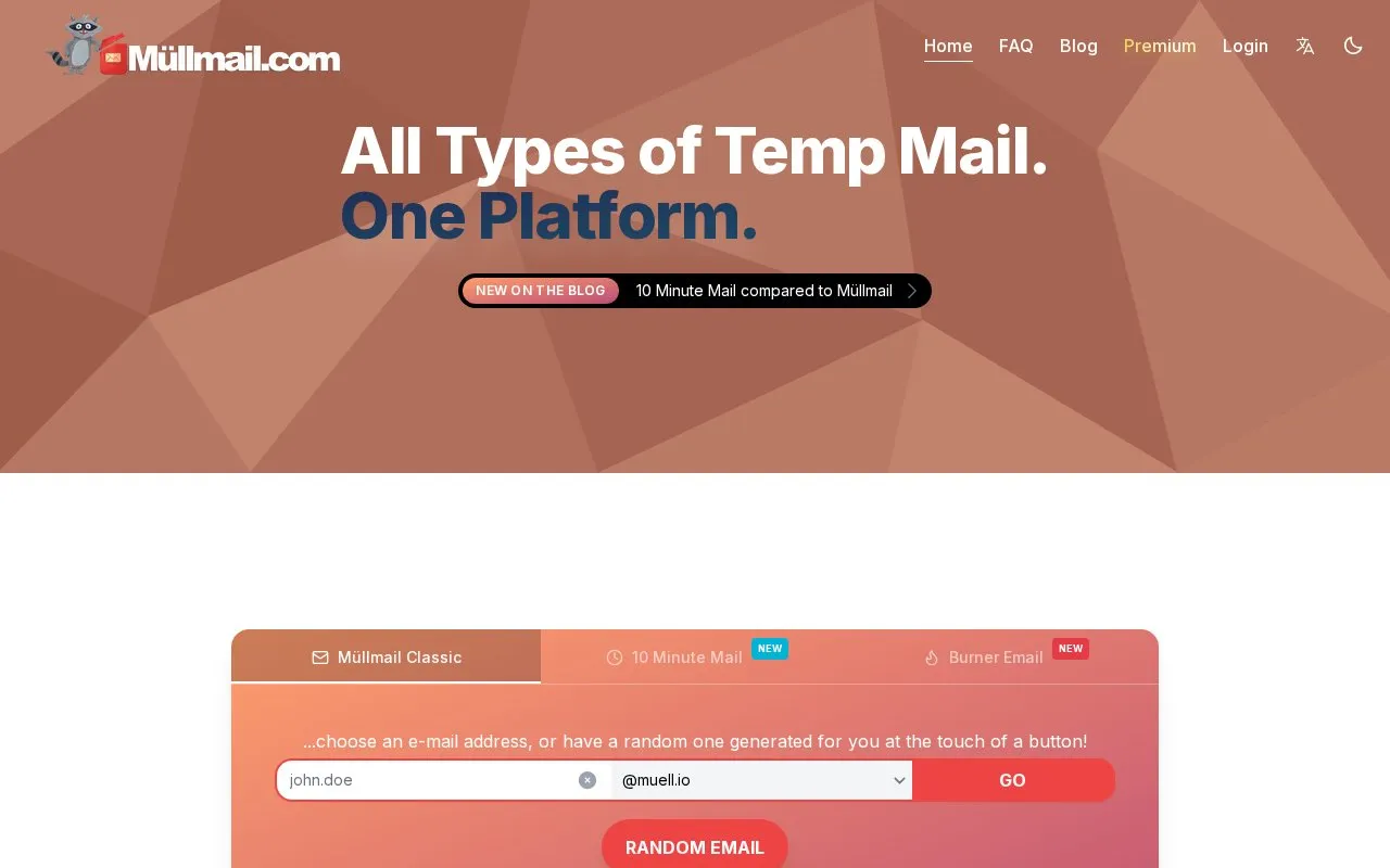 MuellMail homepage screenshot