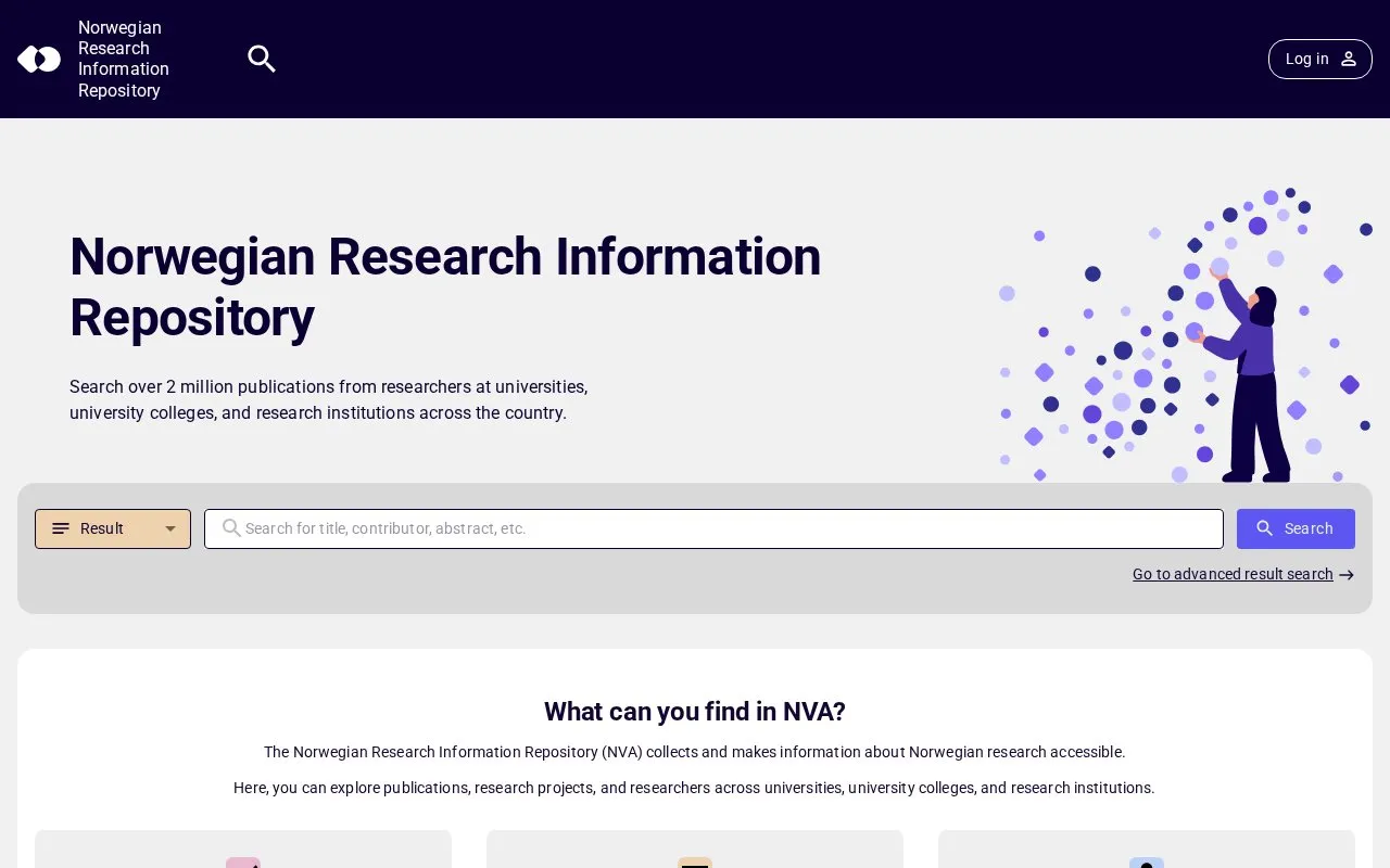 Norwegian Research Information Repository homepage screenshot