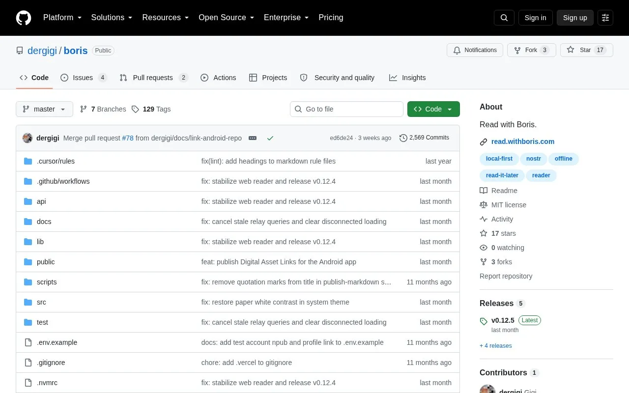 Boris homepage screenshot
