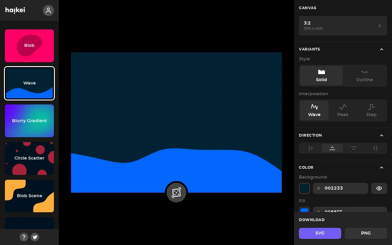 Haikei homepage screenshot