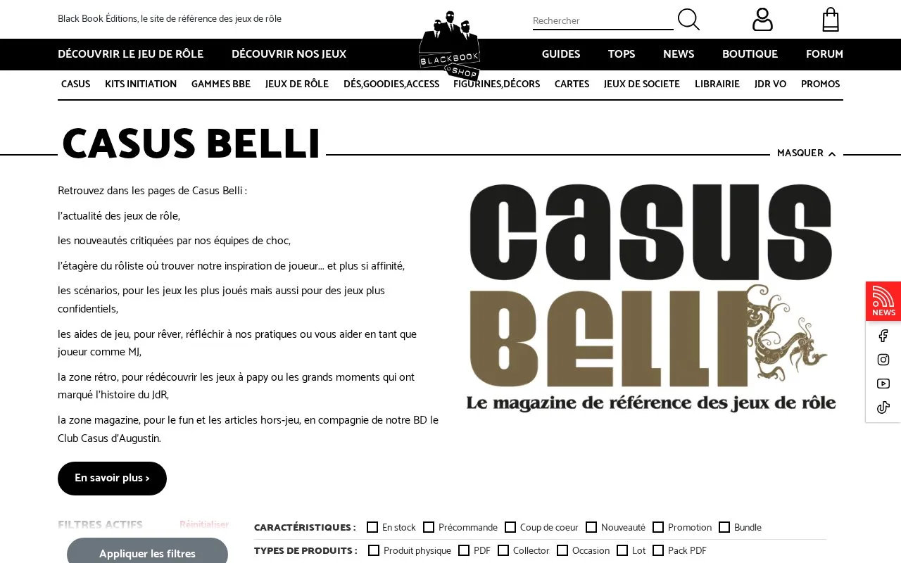 Casus Belli homepage screenshot