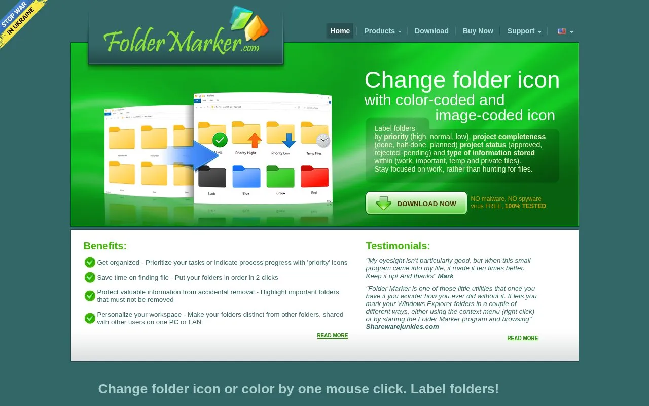 FolderMarker homepage screenshot