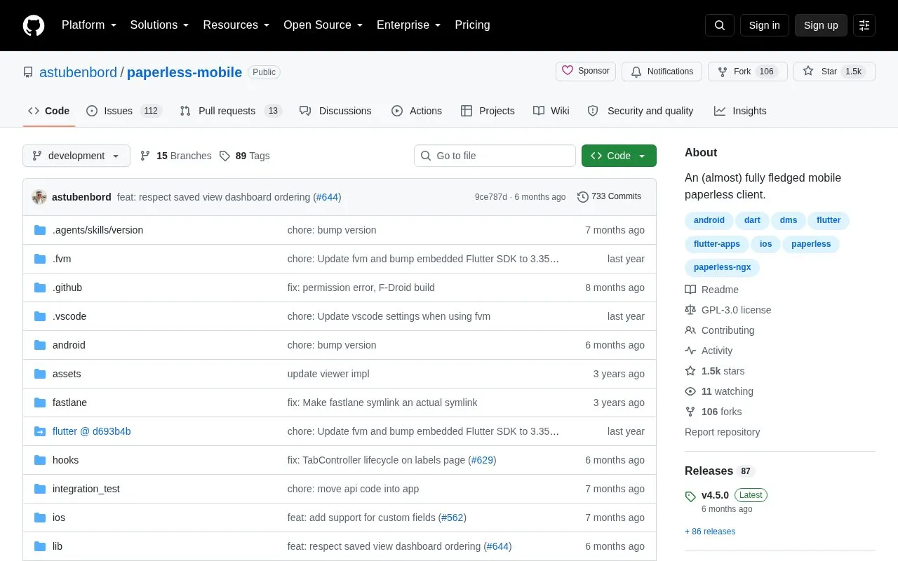 Paperless homepage screenshot