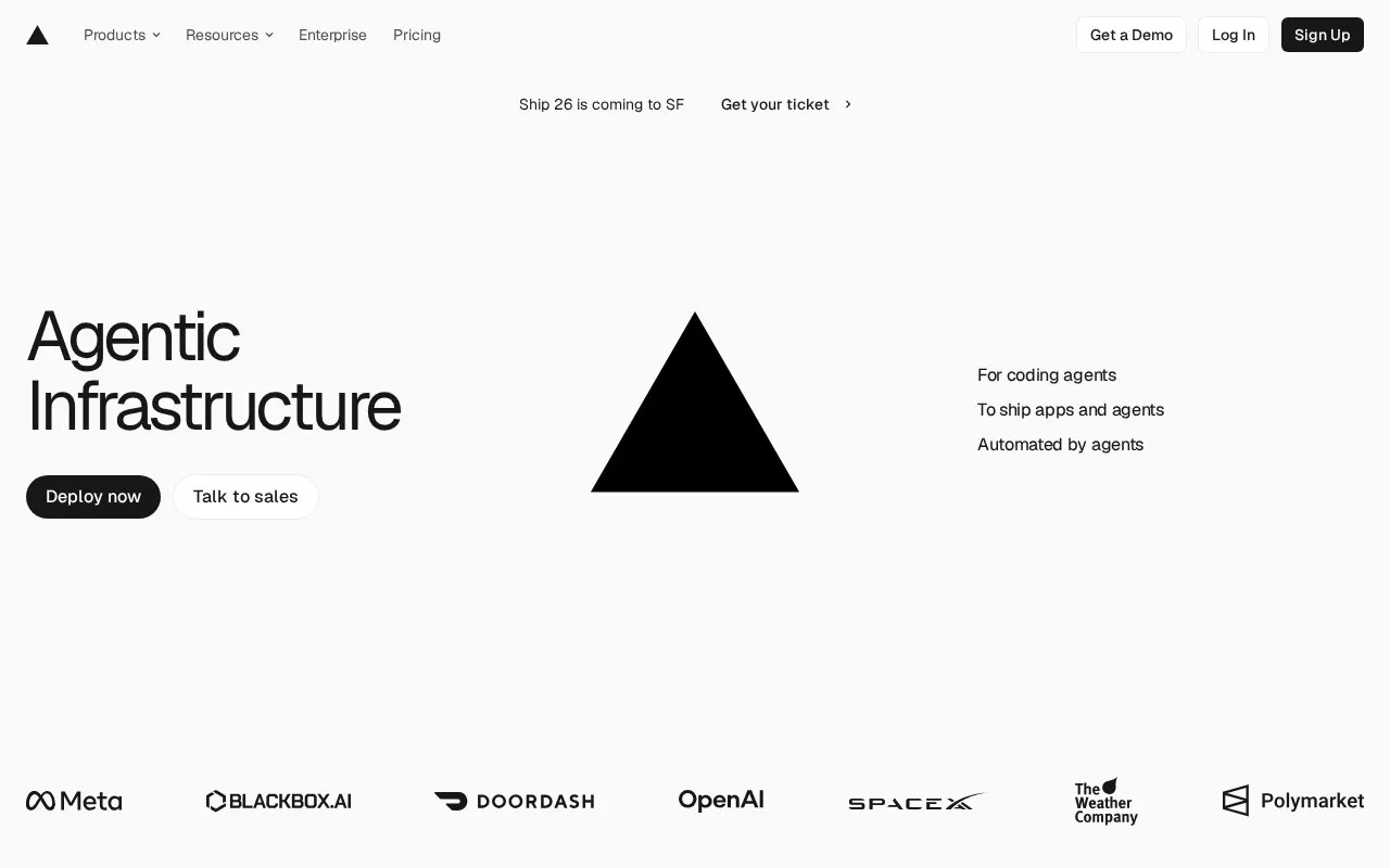 Vercel homepage screenshot