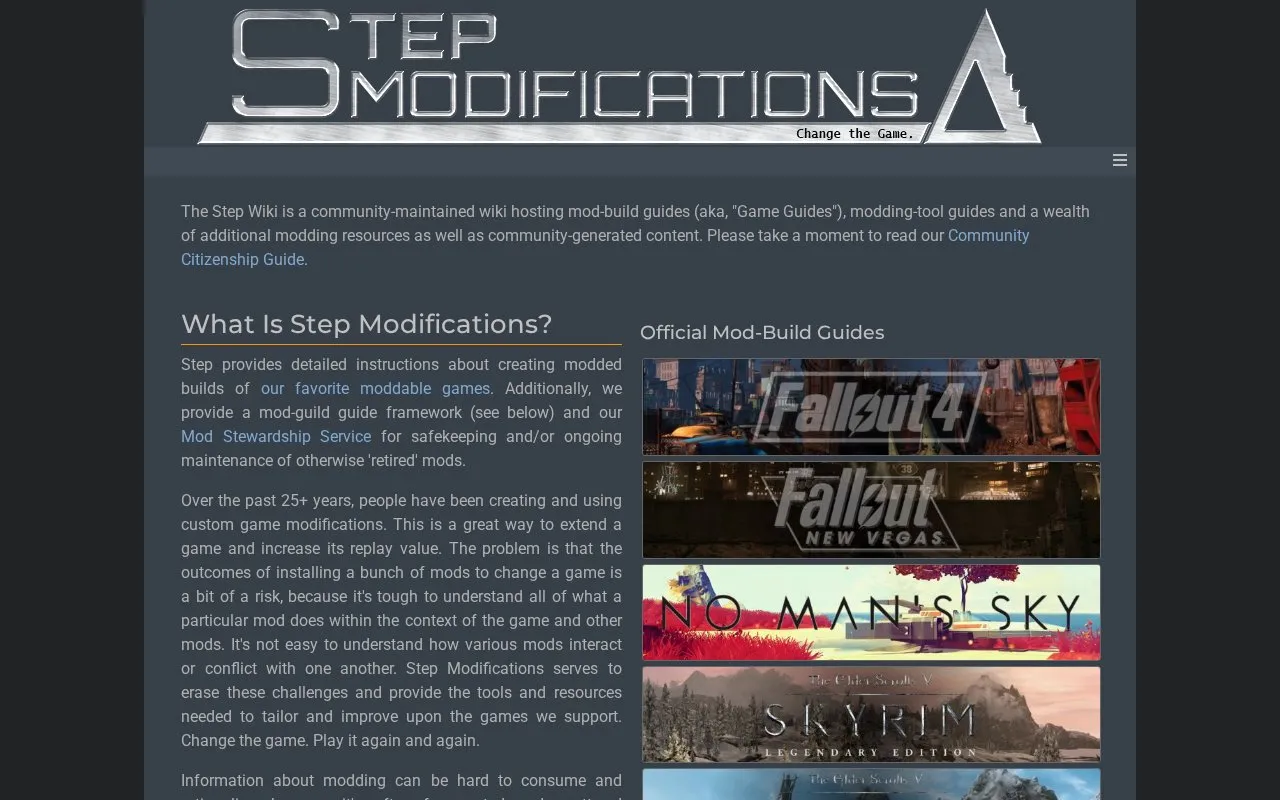 Step Modifications homepage screenshot