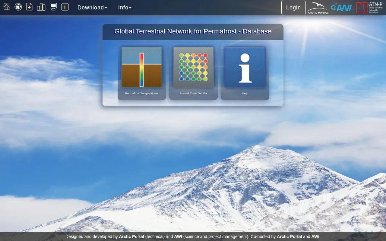 Global Terrestrial Network for Permafrost homepage screenshot
