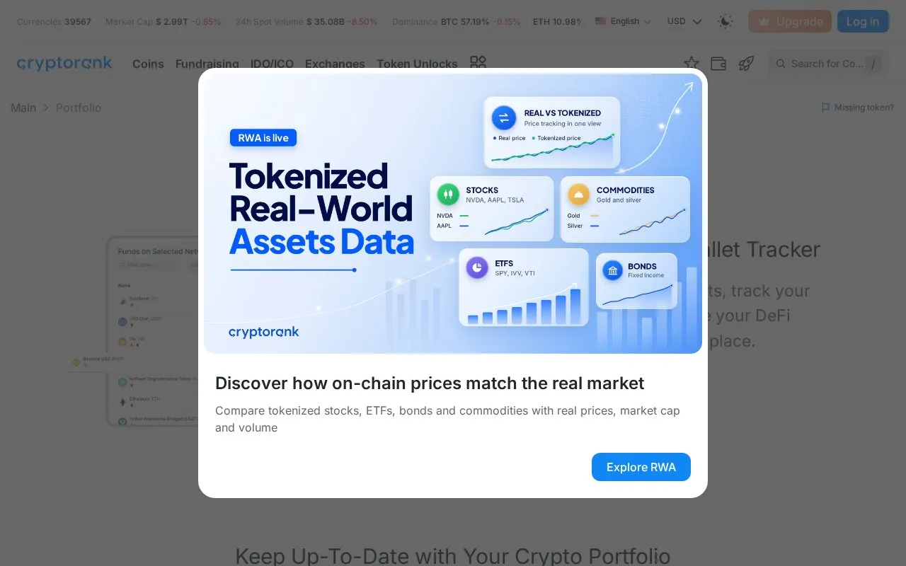 CryptoRank homepage screenshot