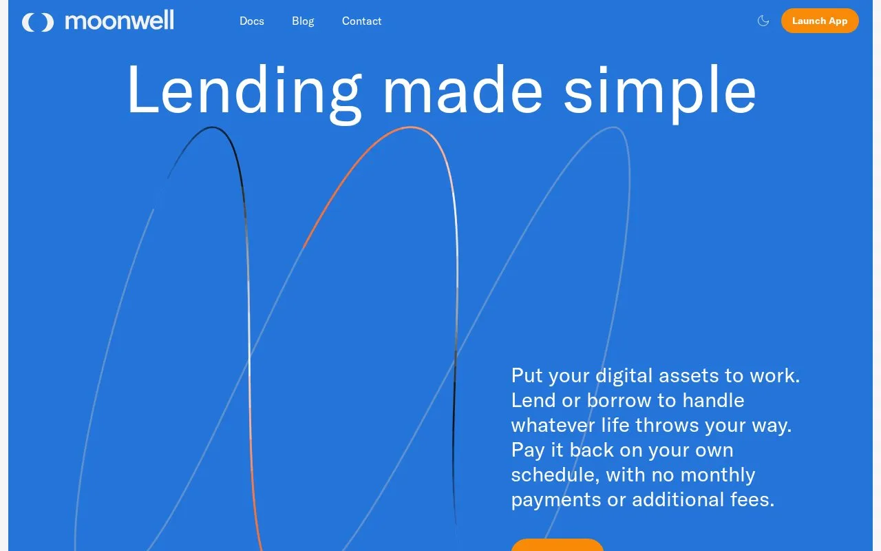 Moonwell Lending homepage screenshot