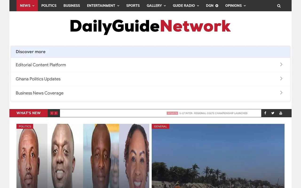 Daily Guide homepage screenshot