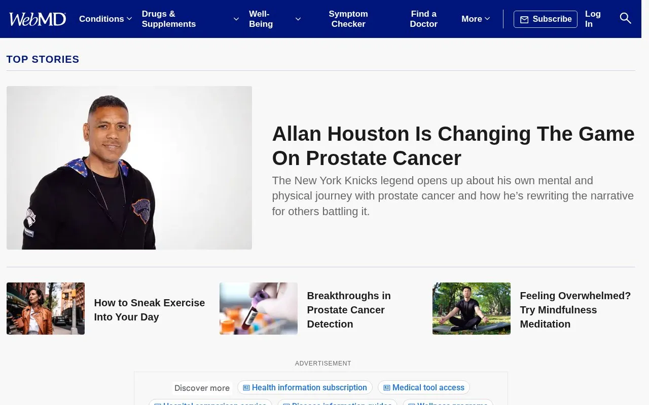 WebMD homepage screenshot