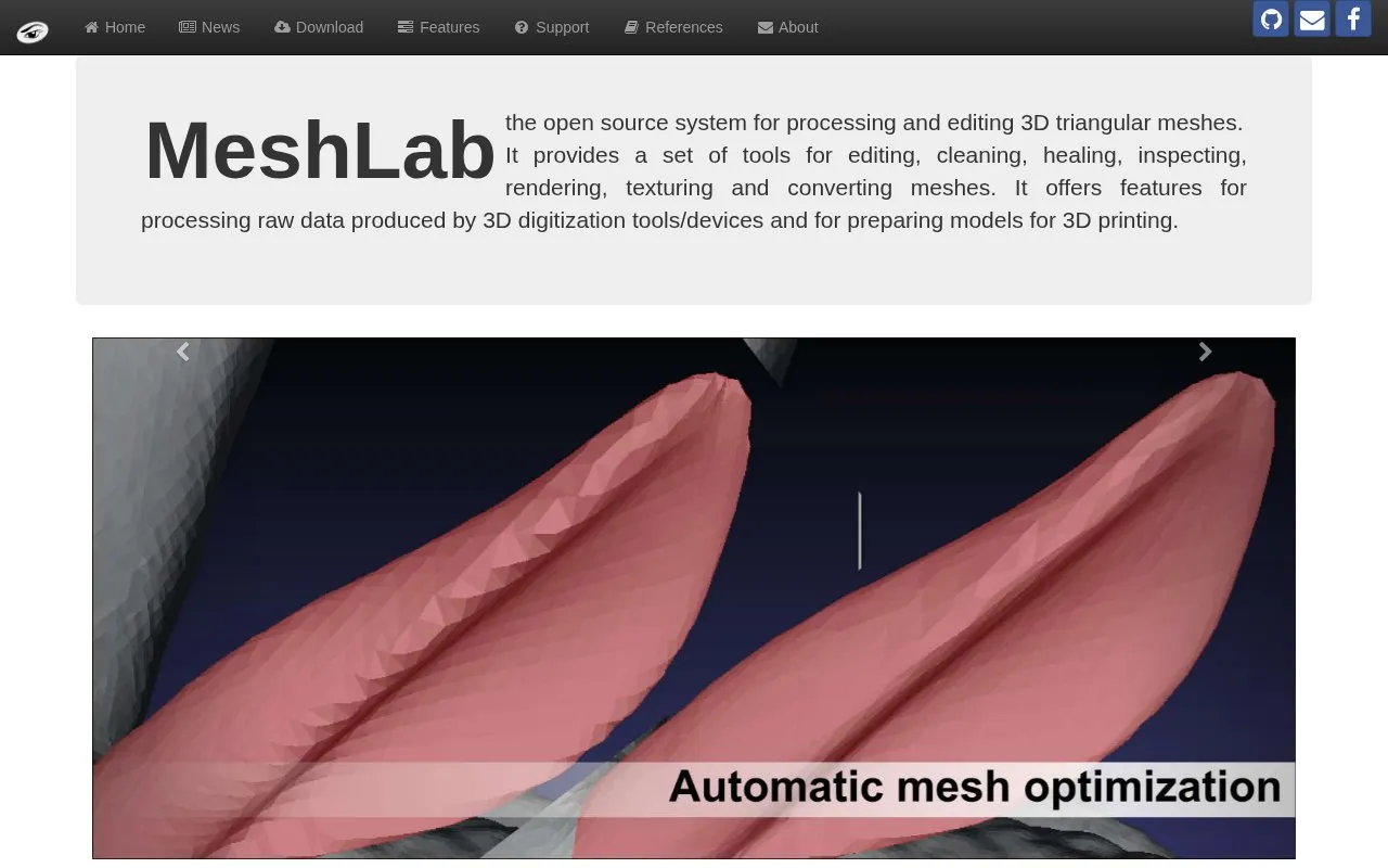 MeshLab homepage screenshot