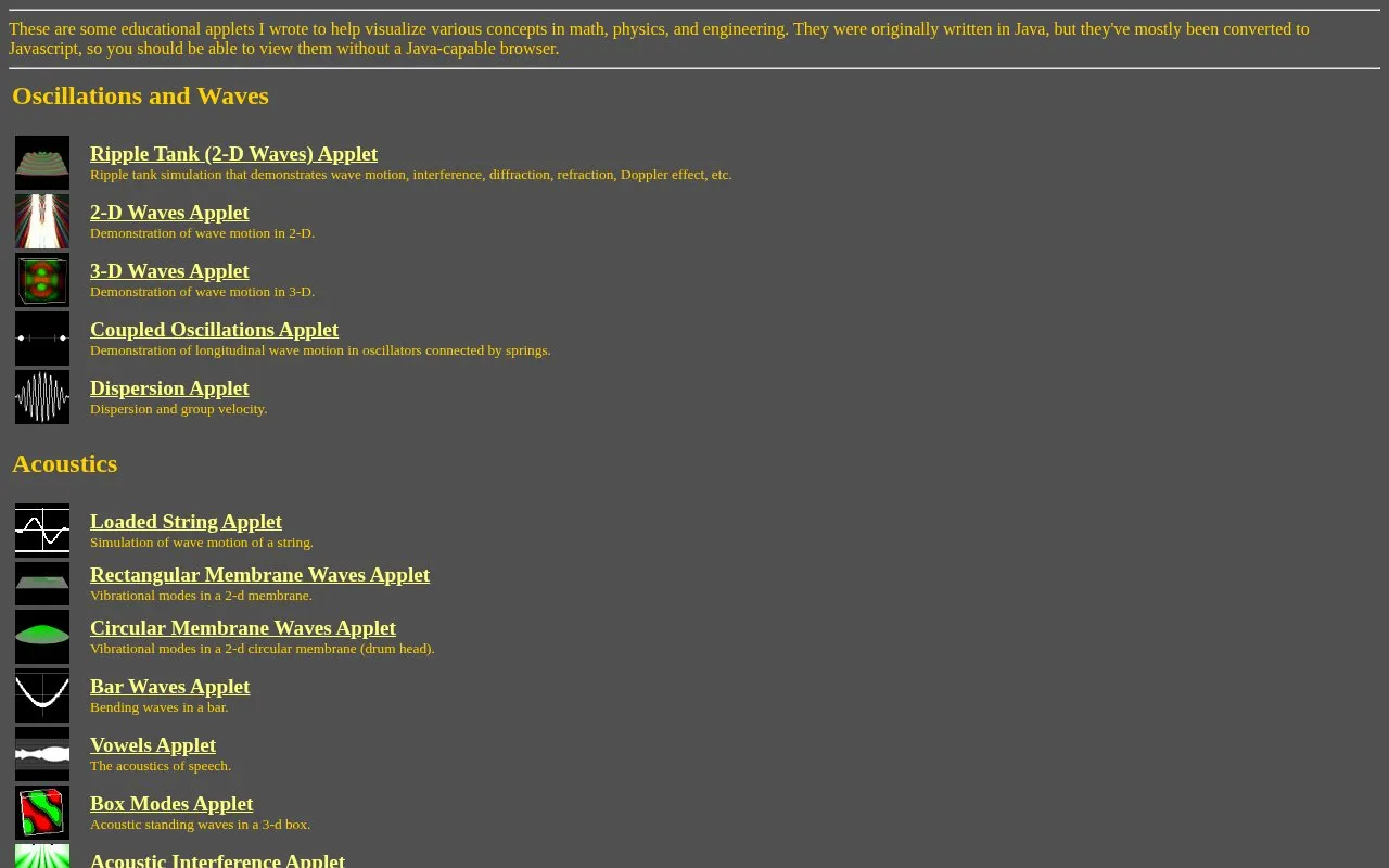 Falstad homepage screenshot