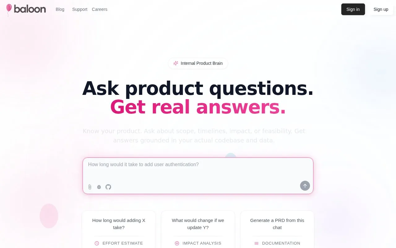baloon homepage screenshot