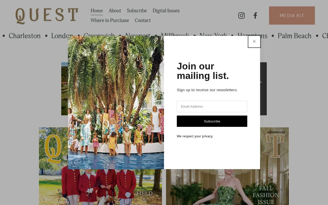 Quest homepage screenshot