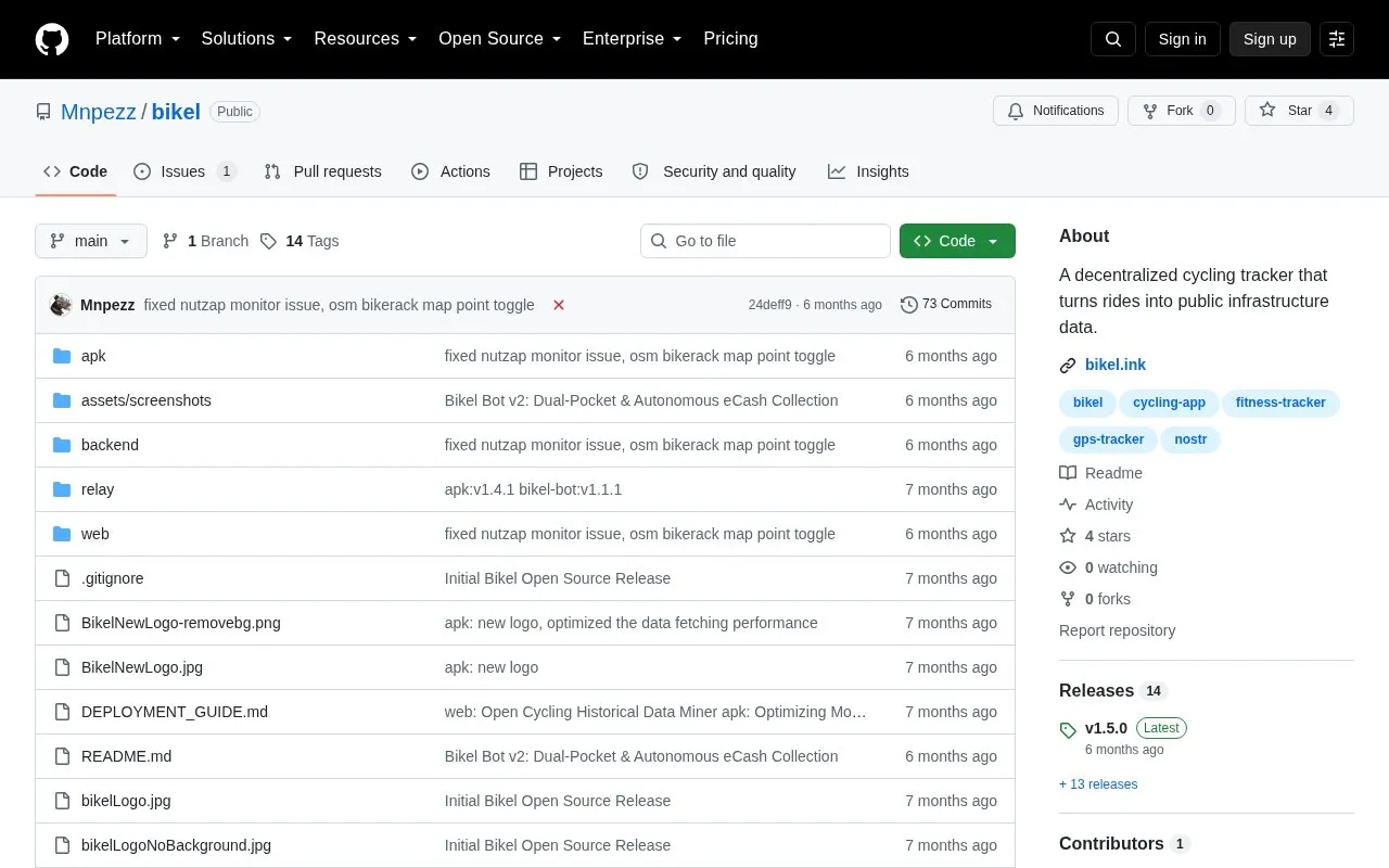 Bikel homepage screenshot