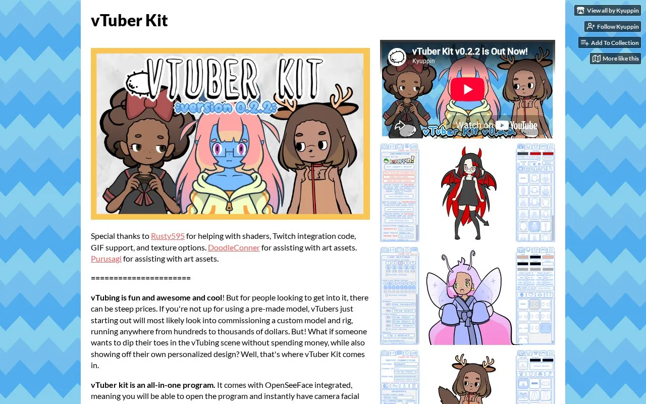 VTuber Kit homepage screenshot