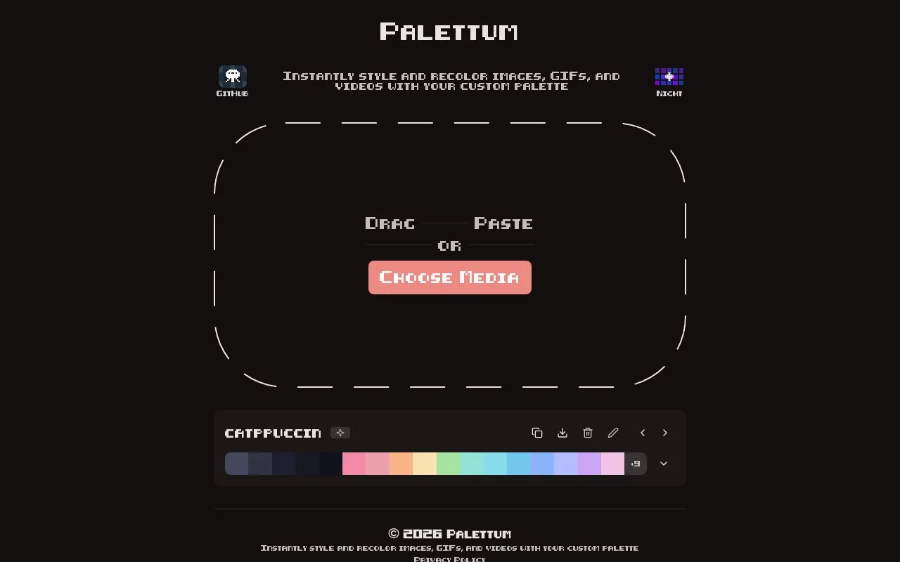 Palettum homepage screenshot