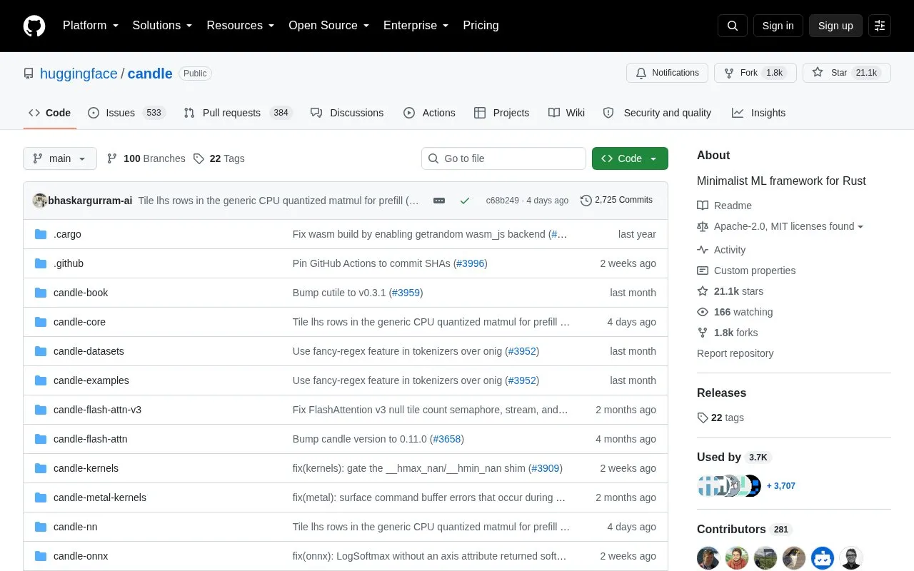 Candle homepage screenshot