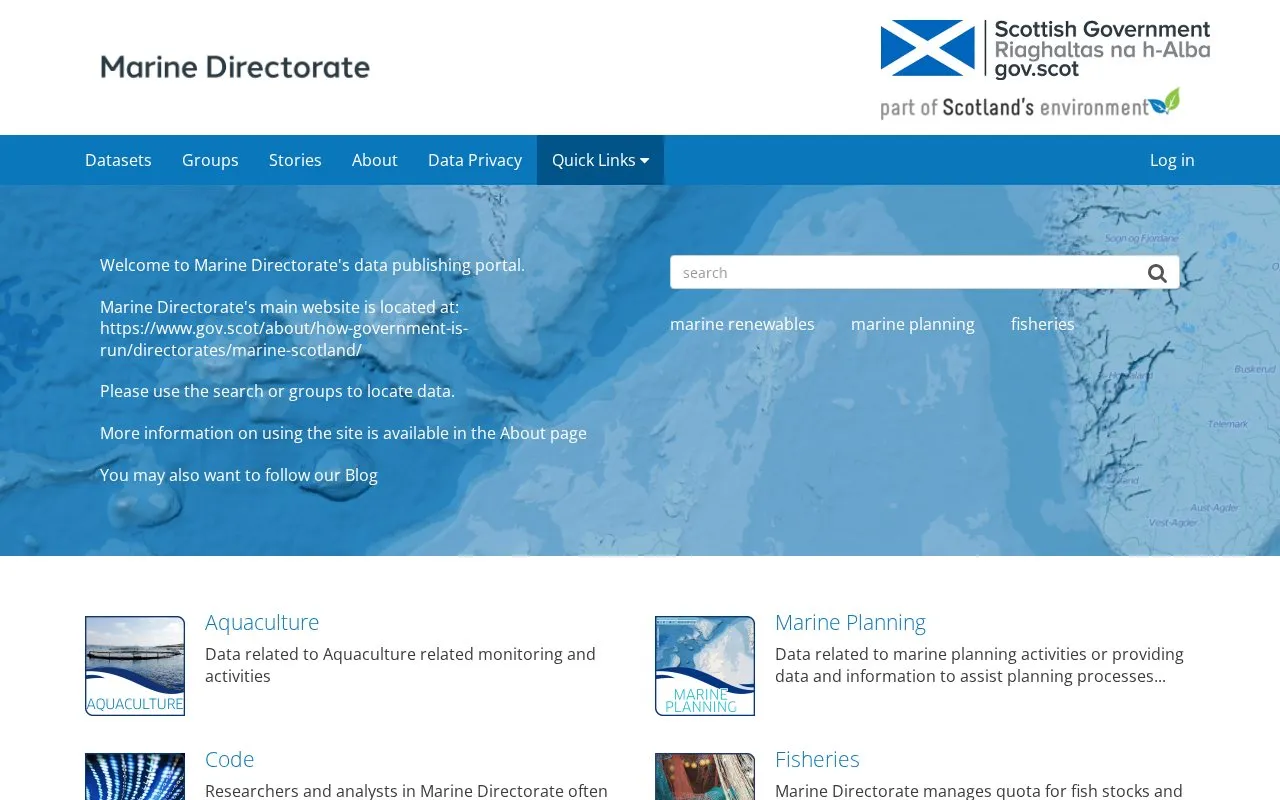 Marine Scotland Data homepage screenshot