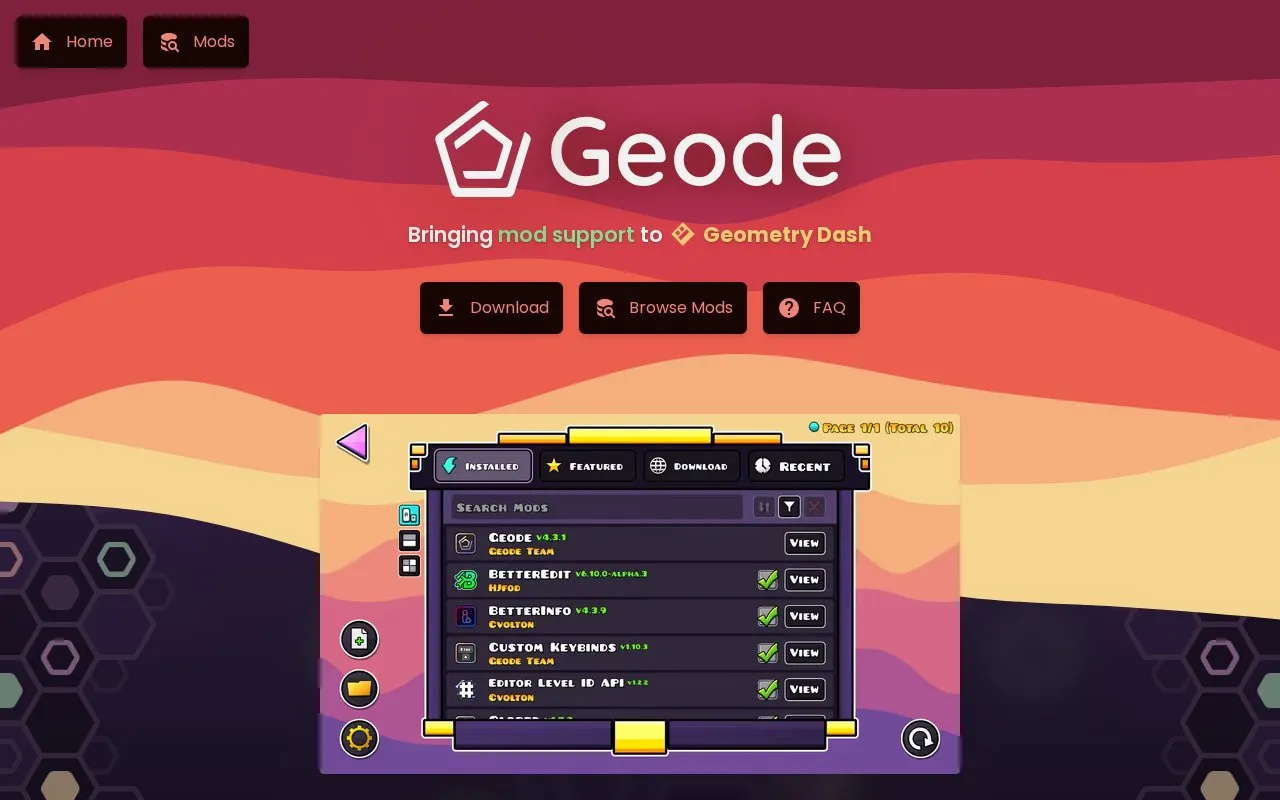Geode homepage screenshot