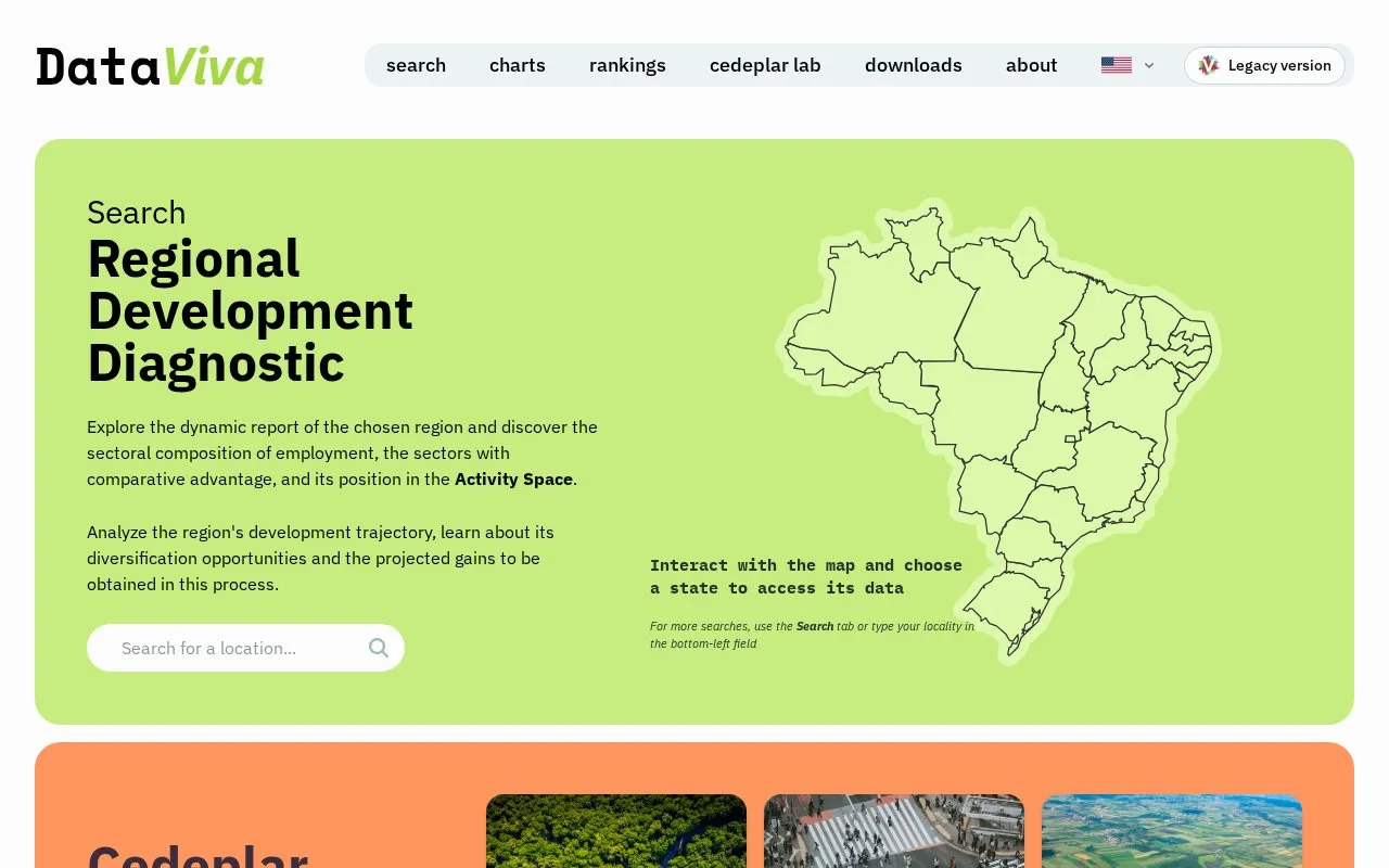 DataViva homepage screenshot