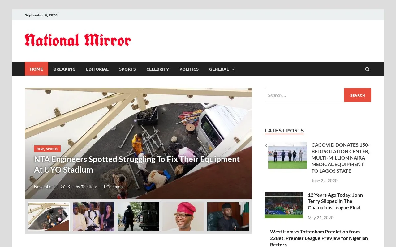 National Mirror homepage screenshot