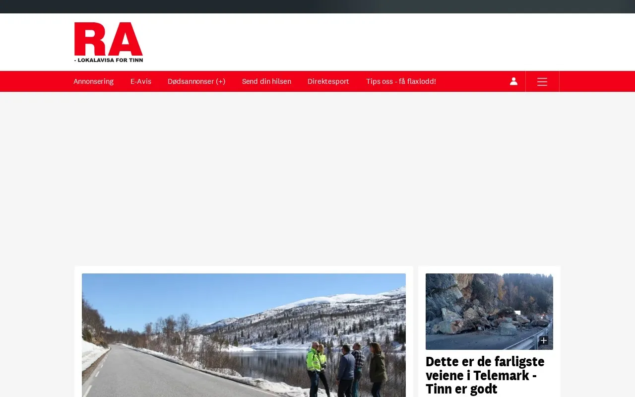 Rjukan Arbeiderblad homepage screenshot