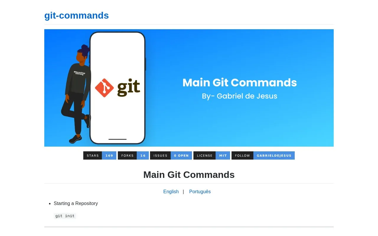 git-commands homepage screenshot
