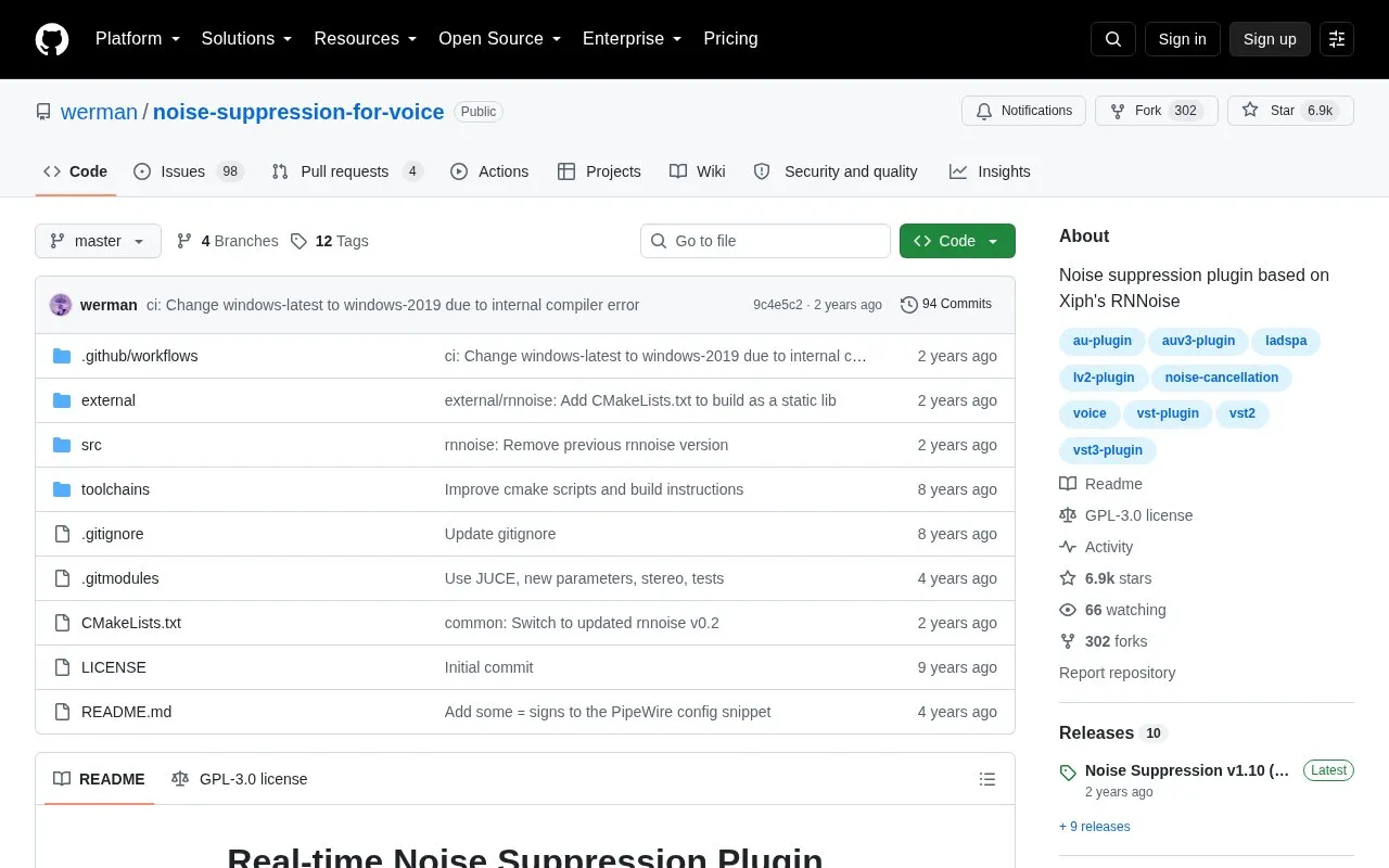 noise-suppression-for-voice homepage screenshot