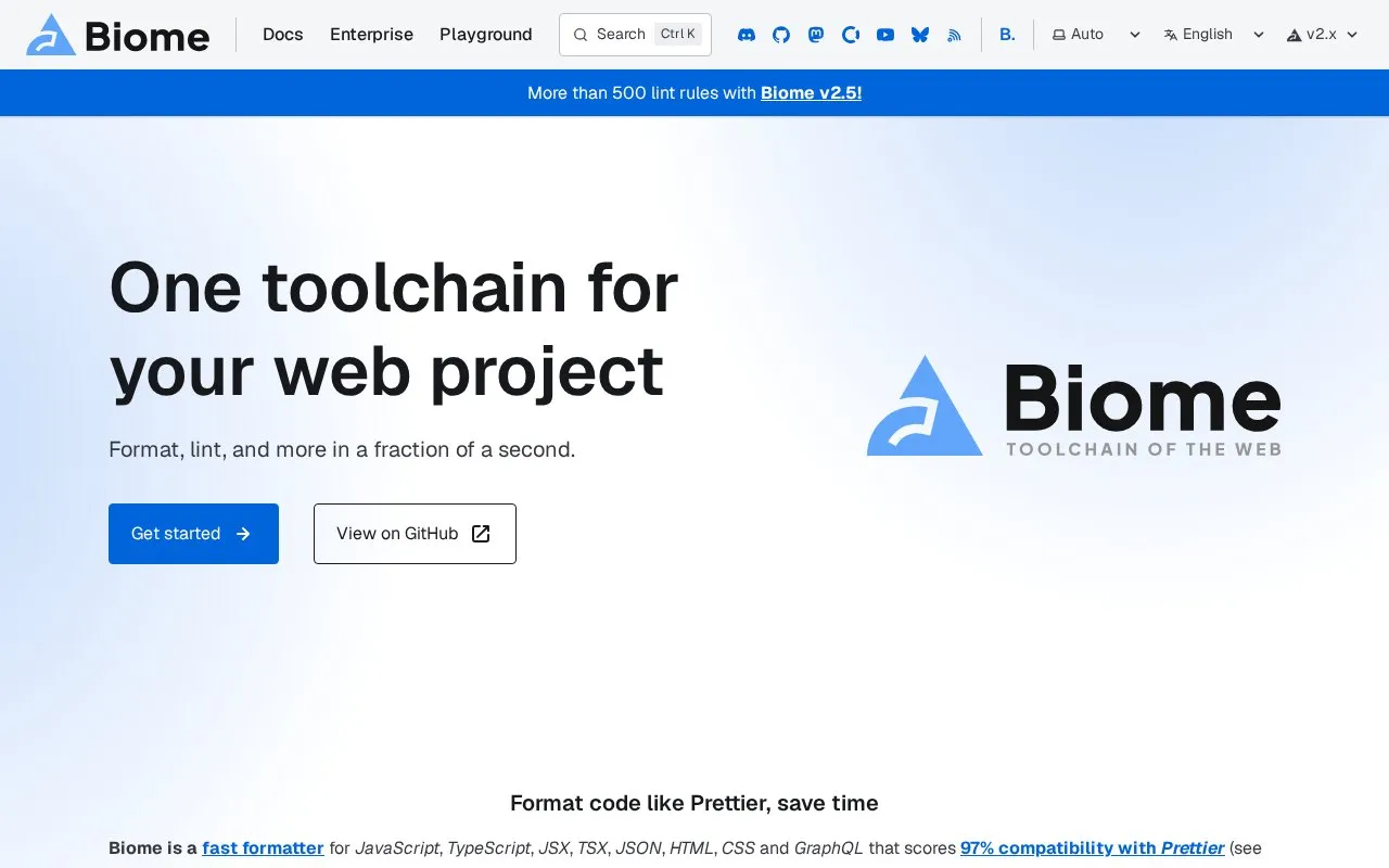 Biome homepage screenshot