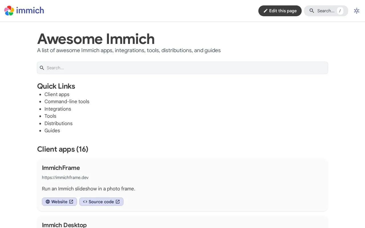 Awesome homepage screenshot