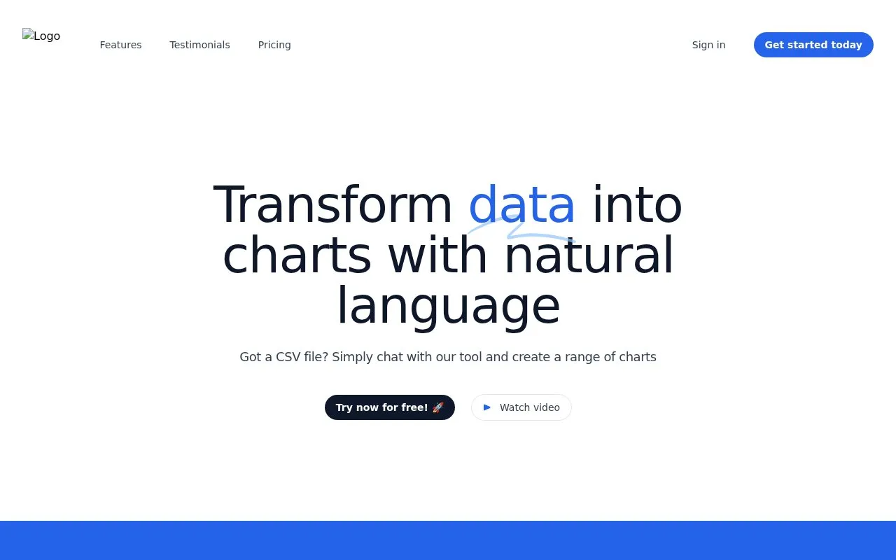Chat2CSV homepage screenshot